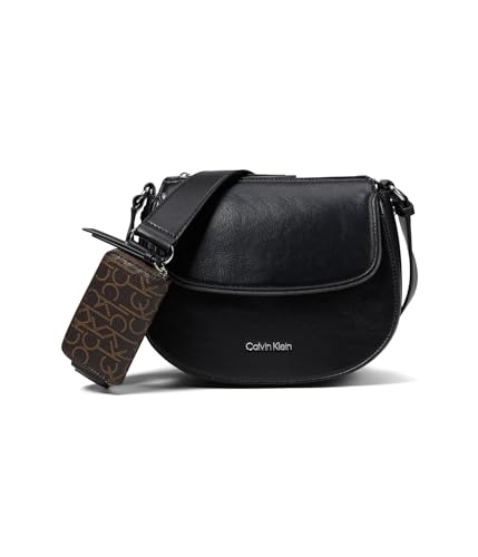 Calvin Klein Bella Saddle Crossbody, Black/Silver
