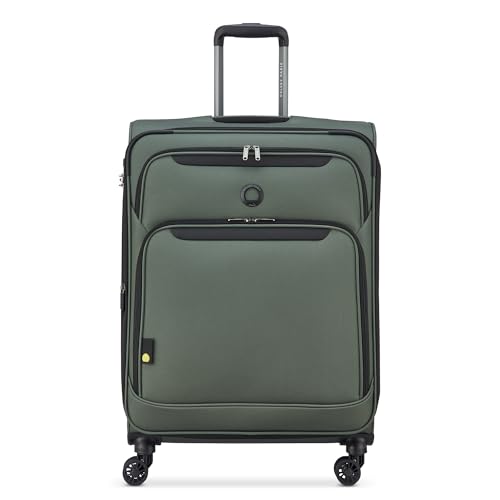 DELSEY Paris Jennifer 70 cms Medium Check-in Polyester Soft Sided 8 Wheels and Expandable Spinner Suitcase/Trolley Bag for Travel with TSA Lock- Green