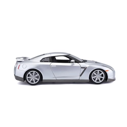Modelo Nissan GT-R R35 2009 a escala 1:18 plateado miniatura 6