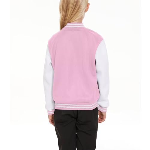 Image of ACEFAST INC Kids Baseball Jacket School Varsity Uniform Casual Sweatshirt Girls Sweater Jacket Baseball Solid Color