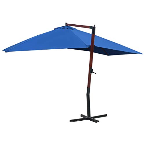 Catherinol Sombrilla de jardín colgante con palo, Parasol Terraza, Sombrilla Terraza Exterior, Sombrilla Jardin, Parasol Jardin, Sombrilla Playa, Parasol Excentrico, de madera azul 400x300cm - imagen 4