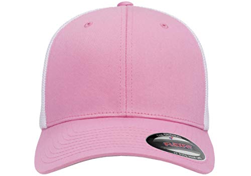 Image of Flexfit Trucker Mesh Fitted Cap | 6-Panel, Mid-Profile, Stretchable Mesh Backing, Flexfit Sweatband, Curved Visor, Silver Undervisor