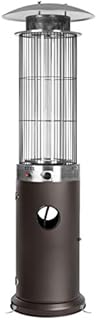 Golden Flame Resort Model Outdoor Propane Patio Heater | 40,000 BTU | Round Spiral-Flame Glass Tube | Anti-Tilt and Safety Shut-Off | Residential and Commercial | Includes Wheels | Rich-Mocha Matte Finish