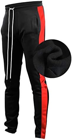 SCREENSHOT Mens Hip Hop Premium Slim Fit Winter Fleece Lined Track Pants – Athletic Jogger Bottoms with Side Taping