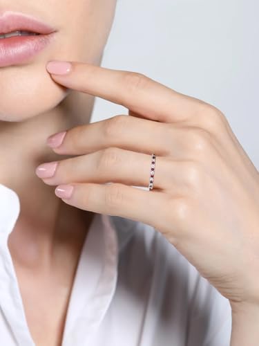 CYW Moissanite Sapphire Ruby Emerald Hand Setting Full Eternity Rings for Women, Solid 925 Sterling Silver, Stackable Ring, Wedding Birthday Valentines Anniversary Mothers Day Ideal Gift for Her2