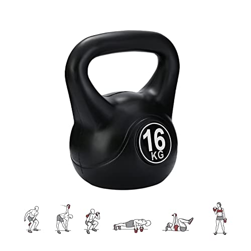 MAGIC SELECT Kettlebell da 16 kg per Sport e Fitness in PVC con Sabbia e Maniglia Liscia Anti-Sfregamento per Allenamento Muscolare a Casa e Palestra.