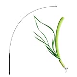 GHOSTCAT 猫じゃらし 猫おもちゃ 猫のおもちゃ ススキ草（エノコログサ） 頑丈 ねこじゃらし 1本釣竿付き 一人遊び 猫ストレス軽減 運動不足解消 グリーン