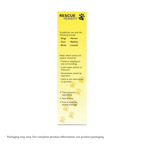 Bach Rescue Remedy PET Pipette 20 ml, natürlicher Stressabbau, beruhigend für Hunde, Katzen und andere Haustiere, homöopathische Blütenessenz, Donner, Feuerwerk & Reisen, Trennung, Sedative-Free