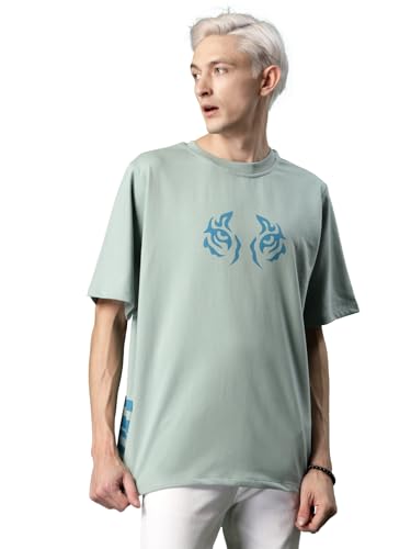Image of Rigo Back Printed Half Sleeves Round Neck Oversized T-Shirt for Men | Drop Shoulder T-Shirt for Men | Loose Baggy Fit T-Shirt for Men