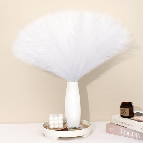 MUUNC White Pampas Grass Decor 30 Pcs 21.7 Inch Faux Pampas Grass Bulk Artificial Dried Flowers Small Vase Filler Pompas Grass.