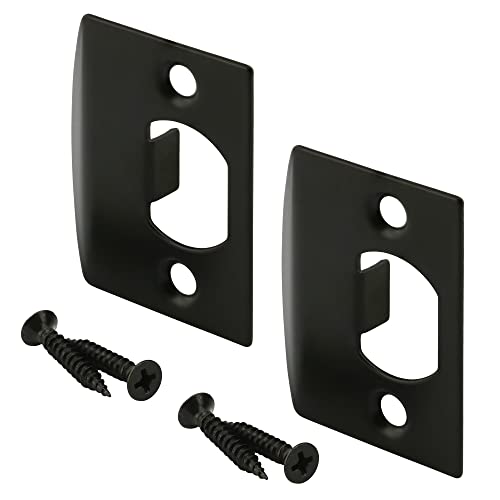 Prime-Line E 2793 Latch Strike Plate Matte Black Finish (2 Pack)