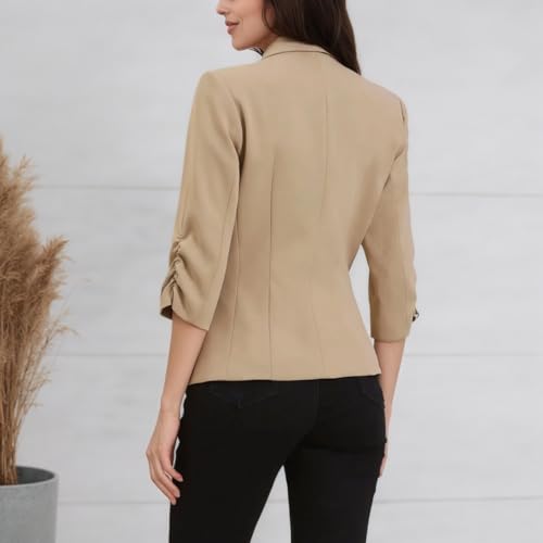 3/4 Sleeve Blazers for Women Professional Business Casual Suit Jacket Slim Fit Work Office Outfits3