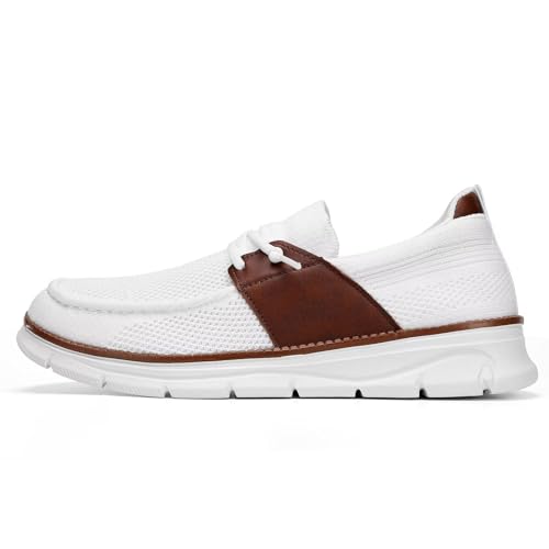 Image of Mens Casual Slip in Boat Shoes Fashion Lightweight Slip On Loafers Walking Beach Sneakers Work Mesh Oxfords Soft Sole