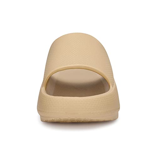 Welltree Slides For Women Men Pillow Slippers Non-Slip Bathroom Shower Sandals Soft Thick Sole Indoor And Outdoor Slides,Khaki,7.5-8.5 Women/6-7 Men #TOP2