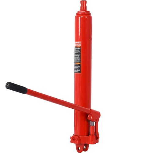 meskel Hydraulic Long Ram Jack with Single Piston Pump and Clevis Base (Fits: Garage/Shop Cranes, Engine Hoists, and More): 8 Ton (16,000 lb) Capacity, Red