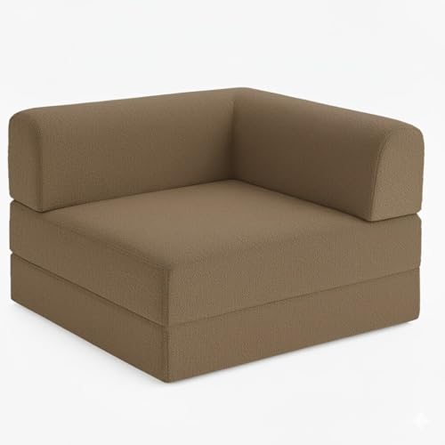 Image of Premium Boucle Fabric Sofa Cum Bed | Foldable Floor Sofa with Backrest | Convertible Single Bed | Space-Saving Furniture for Living Room & Bedroom