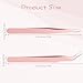 Oruola 2pcs Craft Tweezers for Stickers,Pink Sticker Tweezers,Stainless Steel Sticker Tweezer for Scrapbooking,Straight and Curved Tip Tweezer for Lash Extensions,Crafting,Dried Flowers