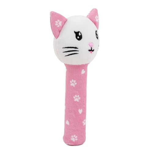 Image of Mirada Cute Kitty Plush Rattle Toy for Babies Soft Toy with Squeeze Handle & Squeaky Sound | Perfect Cuddly Toy for Toddlers & Infants - 18cm