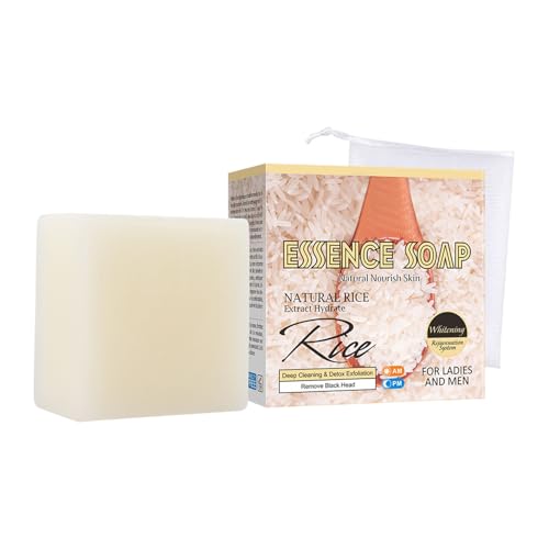Jabón hecho a mano, jabón hidratante de leche de arroz, barra de limpiador, liso y no irritante usando, seguridad y fácil de usar para mujeres para mujeres