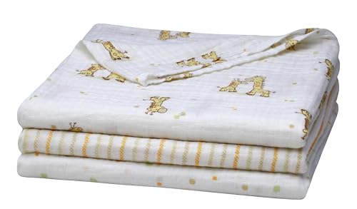 image for Baby Starters 3 Pack Cotton Muslin Swaddle Blankets for Baby, 40