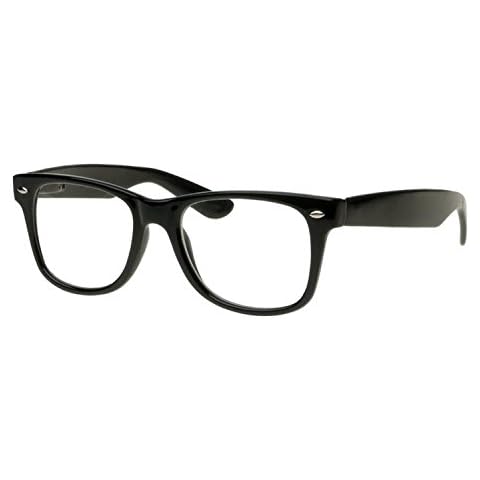 Goson Clear Lens Eye Glasses Non Prescription Glasses Frames For Women and Men - Square Nerd Hipster Glasses - Glossy Black Frame Cover