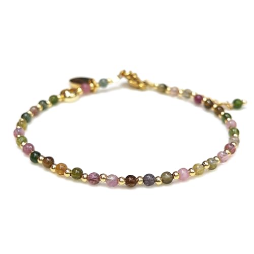 'Morchic 3mm Mini Beads Natural Gemstone Adjustable Bracelet For Women, Energy Gem Charm Jewelry, Birthday Gift 7.1'''