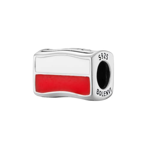 Abalorio de bandera en plata de ley 925 compatible con pulseras y collares Bolenvi