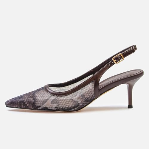 Image of Mesh Kitten Heels for Women Slingback Design with Pointed Toe Breathable and Stylish Elegant Low Heel for Comfort