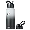 SUNWILL Insulated Water Bottle with Straw 32oz, Reusable Stainless Steel Water Bottle for Sports, Travel & Gym, Wide Mouth Flask with 2 Lids (Straw & Spout Lid), Leak Proof BPA Free Thermal Canteen