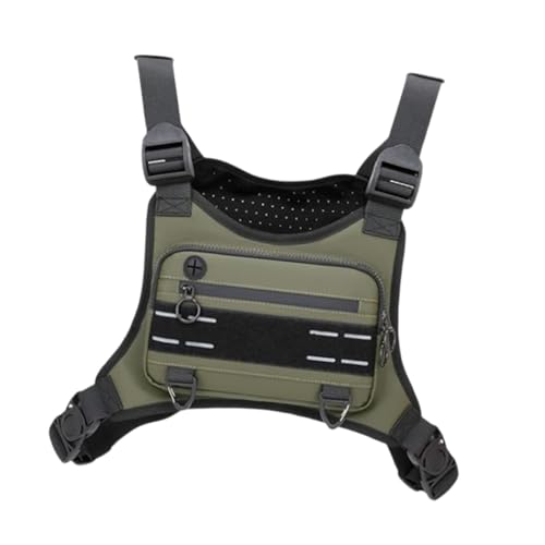 UGPLM Bolsa de peito para atividades ao ar livre, colete de viagem com zíper e clipes, bolsa utilitária de neoprene para treino, caminhada, mulheres e, Verde