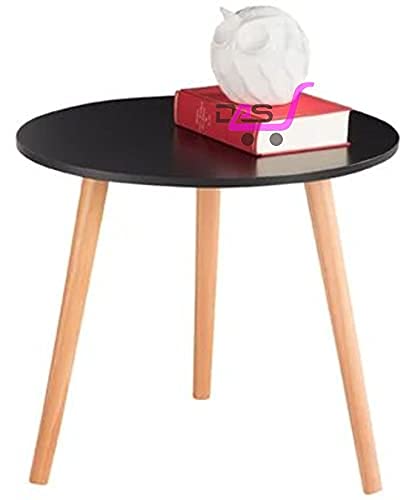 Image of Wood Foldable Oval Shaped Bed Side Table (Large, Black)