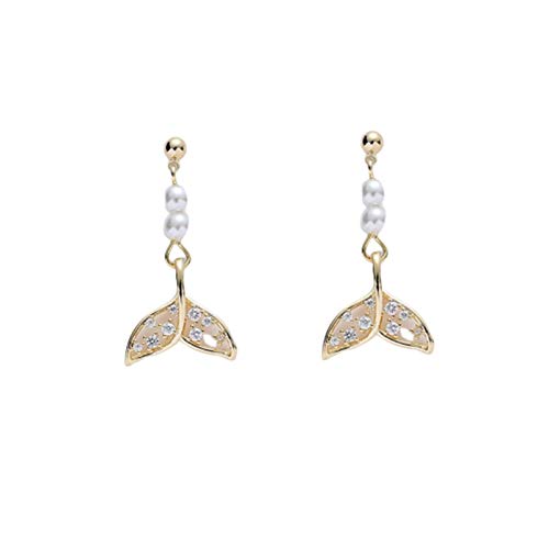 Perle boucles d'oreilles argent 925 style sirène Cellacité - 3