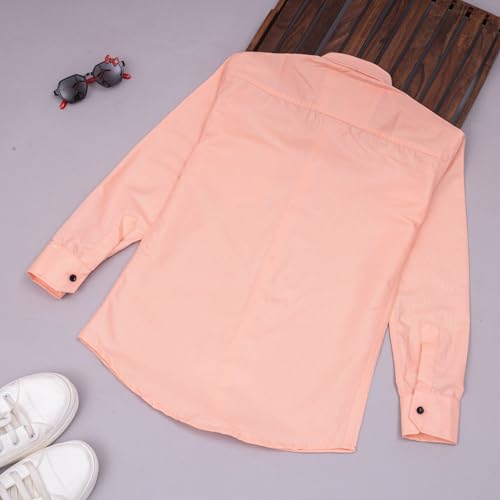 Image of Vikita Enterprise Kid Boy's Cotton Solid Shirt with Spread Collar Neck Full Sleeves Button Closure Curved Length and One Pocket | Shirt For Kids Boys