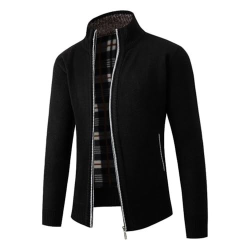 Men's Knit Zippers Cardigan Stand Collar Solid Color Slim Knitted Sweaters3