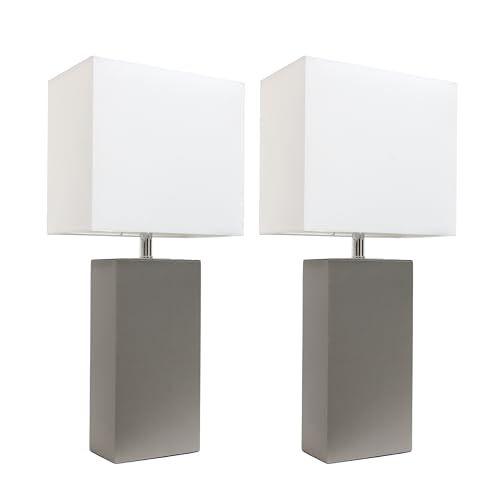 Lámpara de mesa moderna con base de cuero, 2 unidades