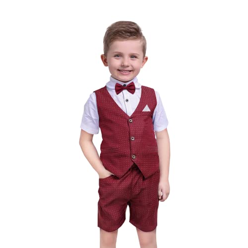 Toddler Boys Summer Suits Dress Clothes Baby Vest And Short Sets Red #TOP3