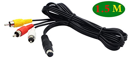 Zdycgtime 3 Rca Plug To 7 Pin Mini Din Plug Extension Cable S-Video 7 Pin Din Male To 3 Rca Male Rgb Composite Video Extender Cable Adapter For Dvd,Tv,Hdtv,Vcr's,Cd Players,Pc Laptop(5Ft/1.5M) #TOP1