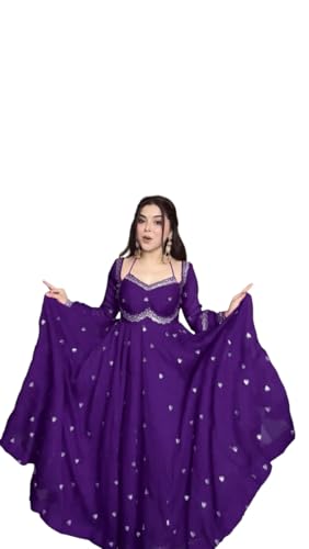Image of Beautiful Embroidered Anarkali Gown for Women ||Festive Outfit with Intricate Detailing