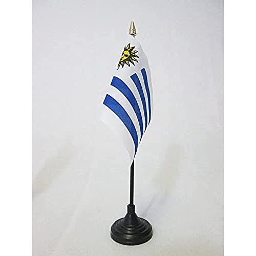 AZ FLAG - Tischflagge Uruguay - 15x10 cm Goldene Splitze - Uruguayische Tischfahne 10 x 15 Cm - Flaggen
