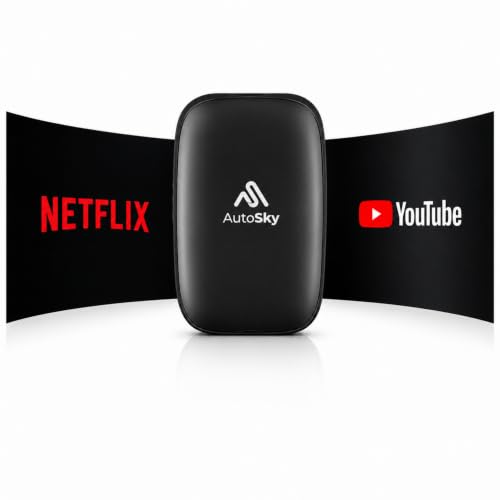 AutoSky Wireless CarPlay & Android Auto AI Box Lite Für Fahrzeuge mit Wired CarPlay Kabellos CarPlay & Android Auto Mit Netflix & YouTube Hotspot erforderlich Plug & Play