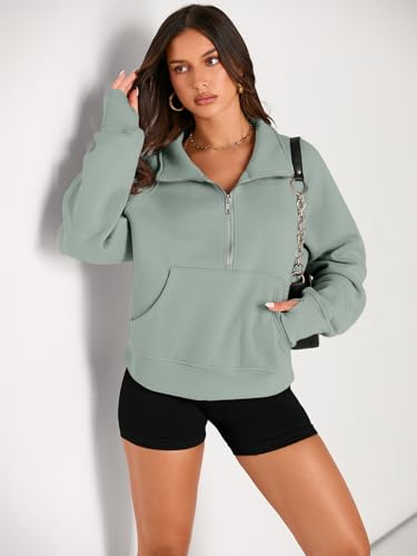 Image of AUTOMET Womens Sweatshirts Half Zip Cropped Pullover Fleece Quarter Zipper Hoodies 2026 Fall Fashion Outfits Clothes