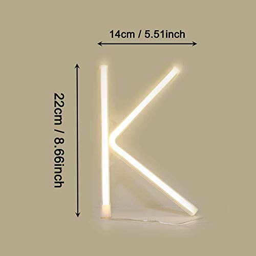 Image of ENUOLI Neon Letter Sign Lights LED Warm White Alphabet Art Neon Lights (K) | Art Decoration Battery /USB Operated Neon Wall Decor Light up Words for Wedding Birthday Party Christmas Home Bar Decoration