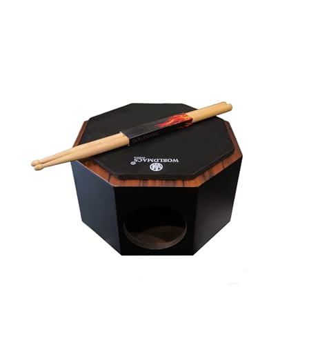 Image of 12 Inches Drum Practice Pad with Actual inchSnare Drum inch Feel with Drumsticks and cover, back side CAJON instrument with heavy bass 2 Internal Snares