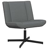 vidaXL Silla Giratoria Moderna Gris Oscuro Tela Ajustable Asientos Estilosos Uso Interior Diseño Cómodo Sala de Estar Oficina Cojín Cuadrado Marco Negro Mate Mobiliario Funcional