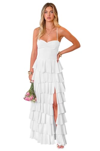 Tiered Ruffles Bridesmaid Dresses 2025 for Women Chiffon Formal Evening Dresses with Ruffles