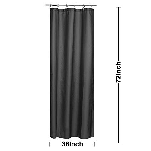 Image of N&Y HOME Fabric Shower Stall Curtain or Liner 36 x 72 Inches - Hotel Quality, Machine Washable, Water Repellent - Graphite Gray, 36x72