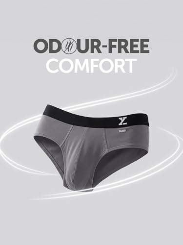 Image of XYXX Men's Aero 100% Super Combed Cotton Regular Fit Solid Anti Bacterial Briefs with No Marks Waistband (Pack of 3)