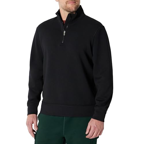 Amazon Essentials Men's Active Sweat Relaxed-Fit Quarter Zip Pullover Sweatshirt, Black, Large