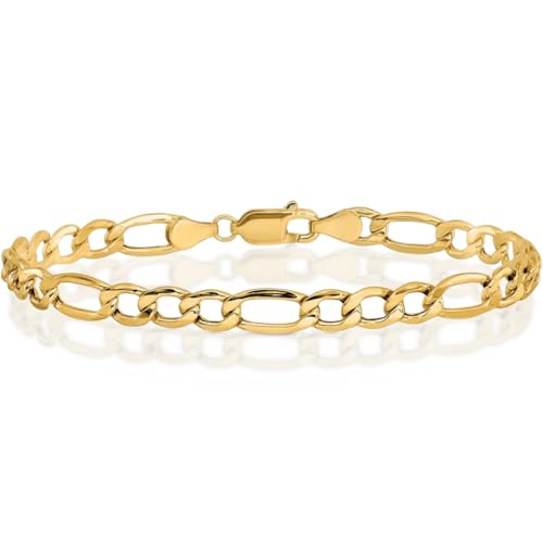 IceCarats 14K Yellow Gold 5.75mm Thick Figaro Chain Link Bracelet 7 inch, Polished For Him