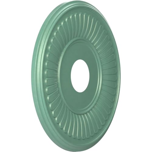 Image of Ekena Millwork CMP16BEFSM Berkshire Thermoformed PVC Ceiling Medallion (Fits Canopies up to 7 inch), 16 inchOD x 3 1 /2 inchID x 1 inchP, Universal Pearl Metallic Sea Mist